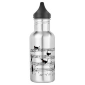 Cat Playing Note Music, Cat Music, Black Cat Gift Edelstahlflasche (Links)