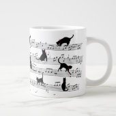 Cat Playing Note Music, Cat Music, Black Cat Gift Jumbo-Tasse (Rechts)