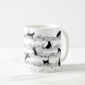 Cat Playing Note Music, Cat Music, Black Cat Gift Kaffeetasse (VorderseiteRechts)
