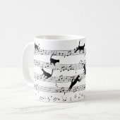 Cat Playing Note Music, Cat Music, Black Cat Gift Kaffeetasse (Vorderseite Links)