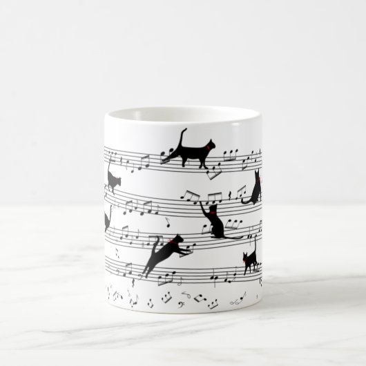 Cat Playing Note Music, Cat Music, Black Cat Gift Kaffeetasse (Mittel)