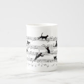 Cat Playing Note Music, Cat Music, Black Cat Gift Porzellantasse (Vorderseite)