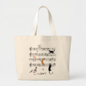 Cat Playing Note Music, Naughty Cat Gift, Niedlich Jumbo Stoffbeutel (Vorne)