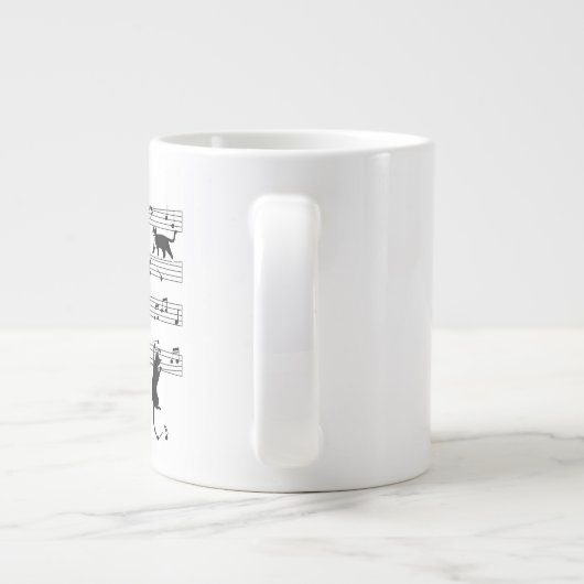 Cat Playing Note Music, Naughty Cat Gift, Niedlich Jumbo-Tasse (Rückseite)