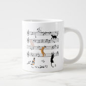 Cat Playing Note Music, Naughty Cat Gift, Niedlich Jumbo-Tasse (Rechts)