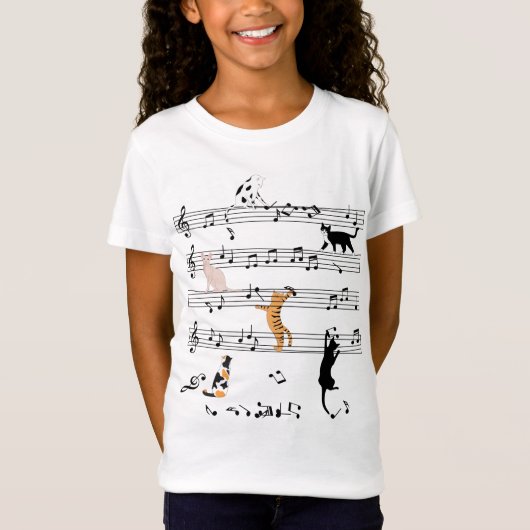 Cat Playing Note Music, Naughty Cat Gift, Niedlich T-Shirt (Vorderseite)