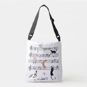 Cat Playing Note Music, Naughty Cat Gift, Niedlich Tragetaschen Mit Langen Trägern