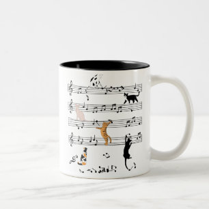 Cat Playing Note Music, Naughty Cat Gift, Niedlich Zweifarbige Tasse