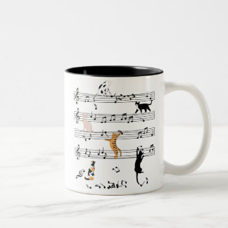 Cat Playing Note Music, Naughty Cat Gift, Niedlich Zweifarbige Tasse