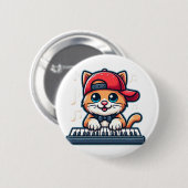 Cat Playing Piano Design for Music and Cat Lovers  Button (Vorne & Hinten)