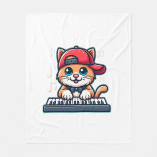 Cat Playing Piano Design für Musik und Katzen Lieb Fleecedecke