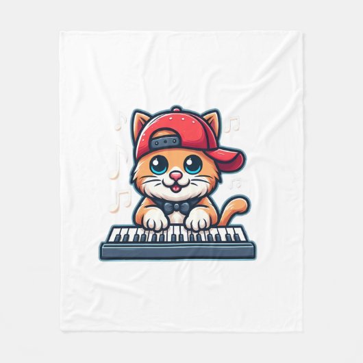 Cat Playing Piano Design für Musik und Katzen Lieb Fleecedecke (Vorderseite)