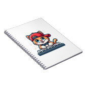 Cat Playing Piano Design für Musik und Katzen Lieb Notizblock (Rechte Seite)