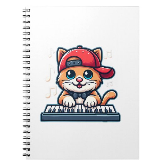 Cat Playing Piano Design für Musik und Katzen Lieb Notizblock (Vorderseite)