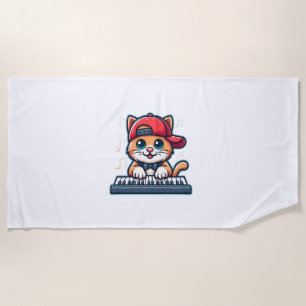 Cat Playing Piano Design für Musik und Katzen Lieb Strandtuch
