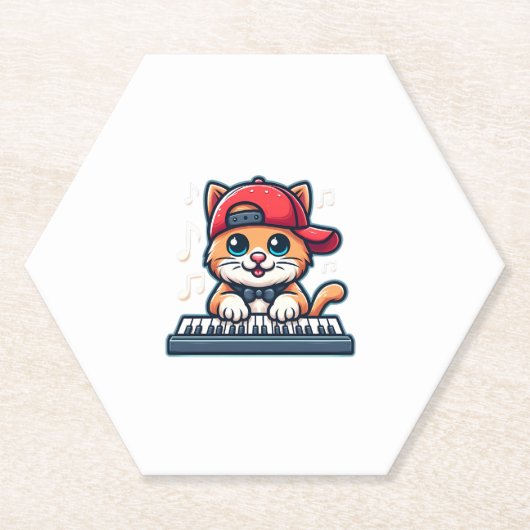 Cat Playing Piano Design für Musik und Katzen Lieb Untersetzer (Vorderseite)