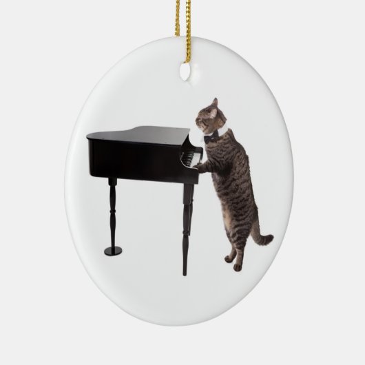 Cat Playing Piano Keramik Ornament (Rechts)
