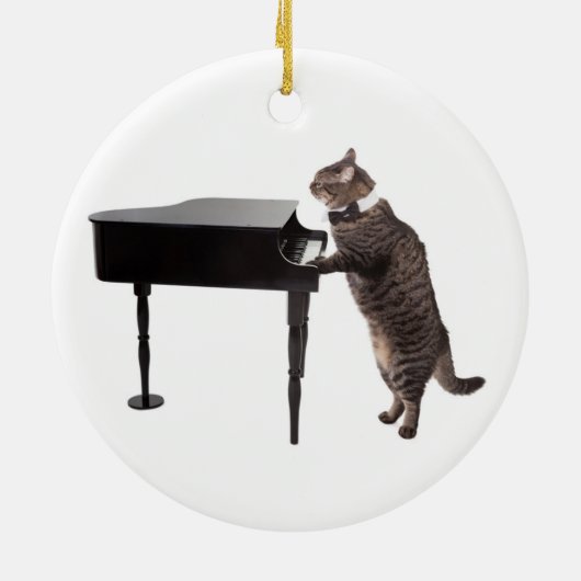 Cat Playing Piano Keramik Ornament (Hinten)