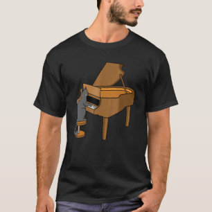 Cat Playing Piano Music Player Lehrerin Musiker Gr T-Shirt
