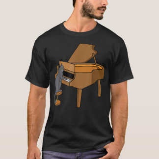 Cat Playing Piano Music Player Lehrerin Musiker Gr T-Shirt