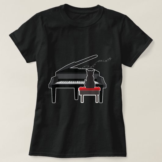 Cat Playing Piano Musik Lover Funny T T-Shirt (Design vorne)