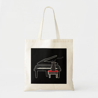 Cat Playing Piano Musik Lover Funny T Tragetasche