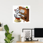 Cat Playing Piano Poster (Heimbüro)