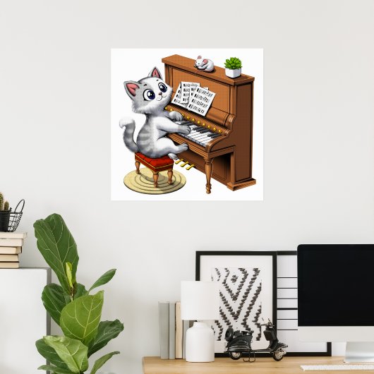 Cat Playing Piano Poster (Heimbüro)