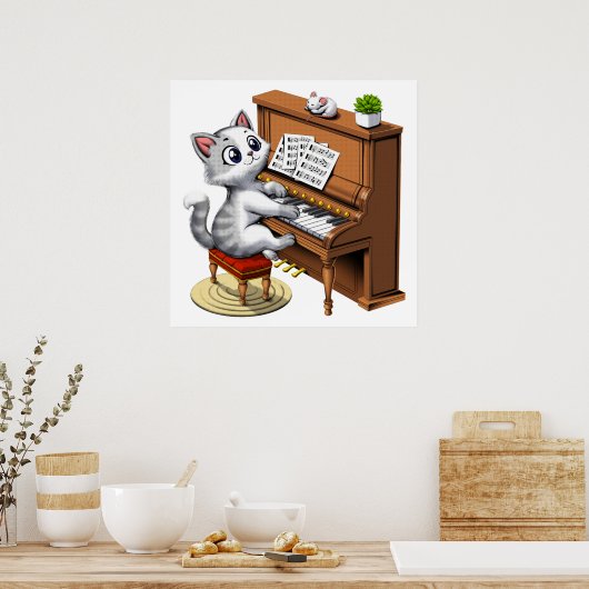 Cat Playing Piano Poster (Küche)