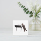 Cat Playing Piano Quadratische Visitenkarte (Stehend Vorderseite)