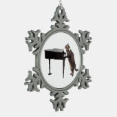 Cat Playing Piano Schneeflocken Zinn-Ornament (Links)