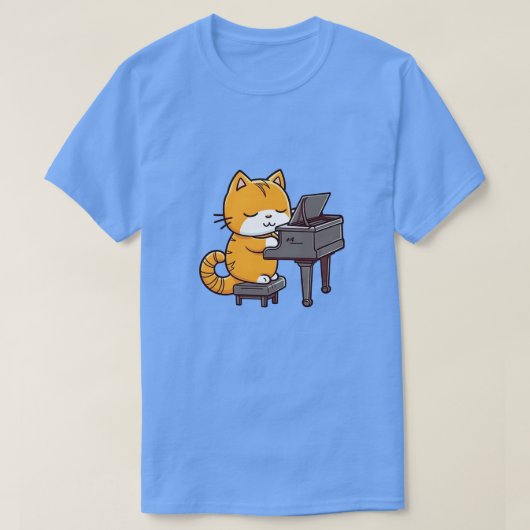 Cat Playing Piano T-Shirt (Design vorne)