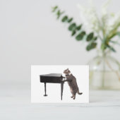 Cat Playing Piano Visitenkarte (Stehend Vorderseite)