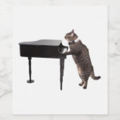 Cat Playing Piano Weinetikett (Einzelnes Label)