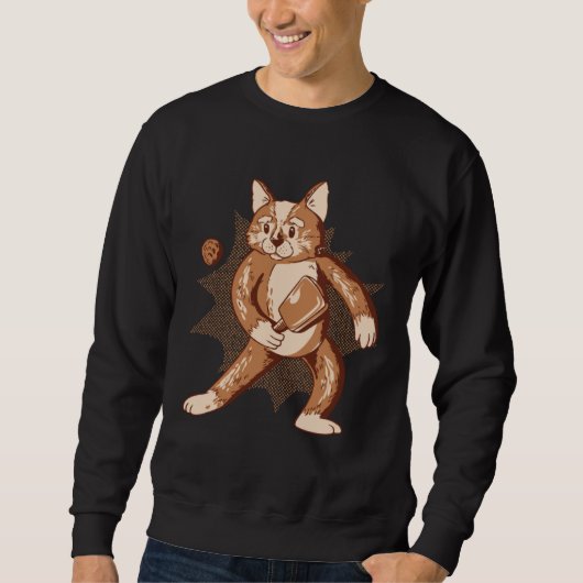 Cat Playing Pickleball Cat Cute Pickleball Sweatshirt (Vorderseite)