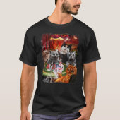 Cat Playing Poker Karten T-Shirt (Vorderseite)