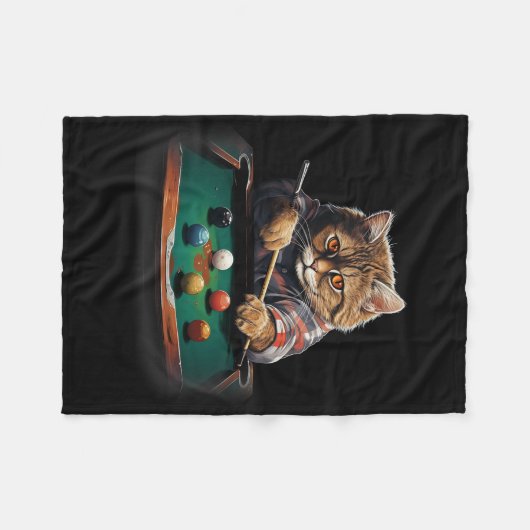 Cat Playing Pool Billard Coole Funny Cats Fleecedecke (Vorderseite (Horizontal))