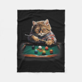 Cat Playing Pool Billard Coole Funny Cats Fleecedecke (Vorderseite)