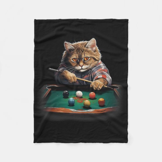 Cat Playing Pool Billard Coole Funny Cats Fleecedecke (Vorderseite)
