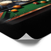 Cat Playing Pool Billard Coole Funny Cats Poster (Ecke)