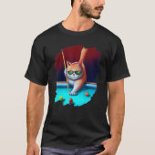 Cat Playing Pool Billard in Lounge Coole Katzen 1 T-Shirt (Vorderseite)