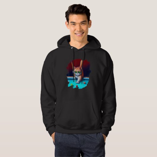 Cat Playing Pool Billiards in Lounge Cool  Cats 1 Hoodie (Vorne ganz)