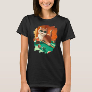 Cat Playing Pool Billliard in Lounge Coole Katzen T-Shirt