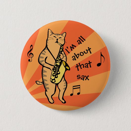 Cat Playing Saxophon Button (Vorderseite)
