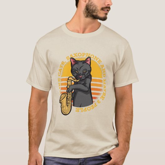 Cat Playing Saxophon T-Shirt (Vorderseite)