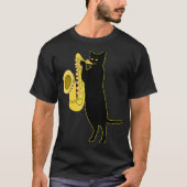 Cat Playing Saxophone Cool Wind Instrument Sax T-Shirt (Vorderseite)