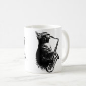 Cat Playing Saxophone Funny Cat Jazz Sax Music Sax Kaffeetasse (VorderseiteRechts)