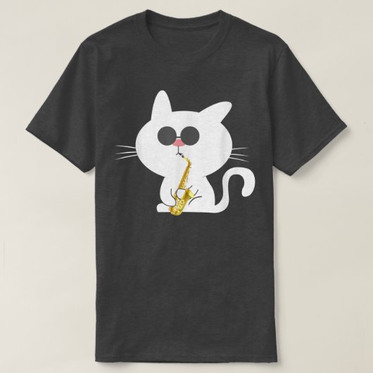 Cat Playing Saxophone Music Lover T-Shirt (Design vorne)