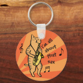 Cat Playing Saxophone Schlüsselanhänger (Vorderseite)