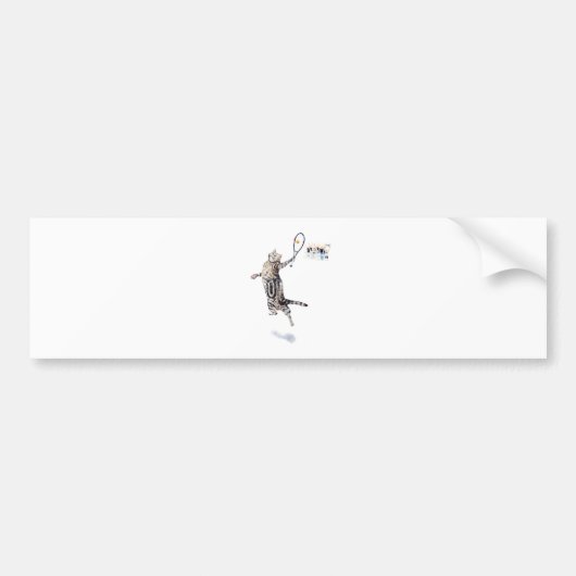 Cat Playing Tennis Autoaufkleber (Vorne)